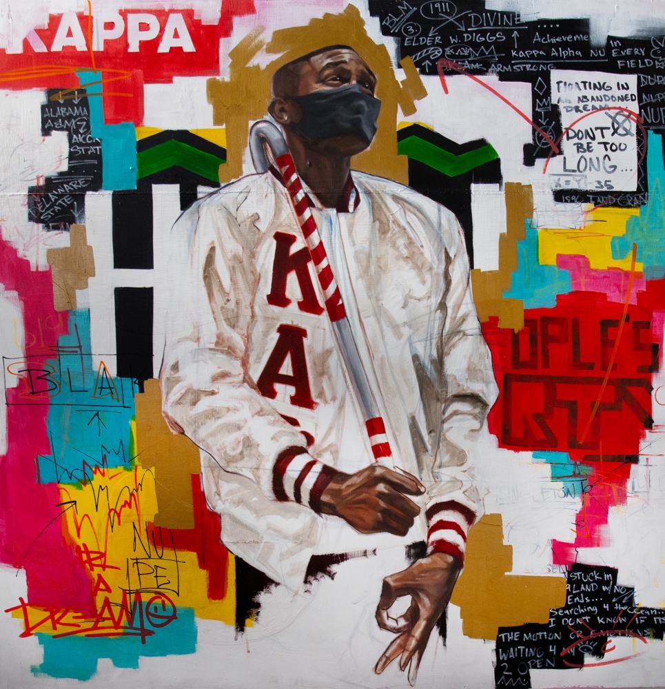 Kappa, portrait painting with fraternity and legacy text