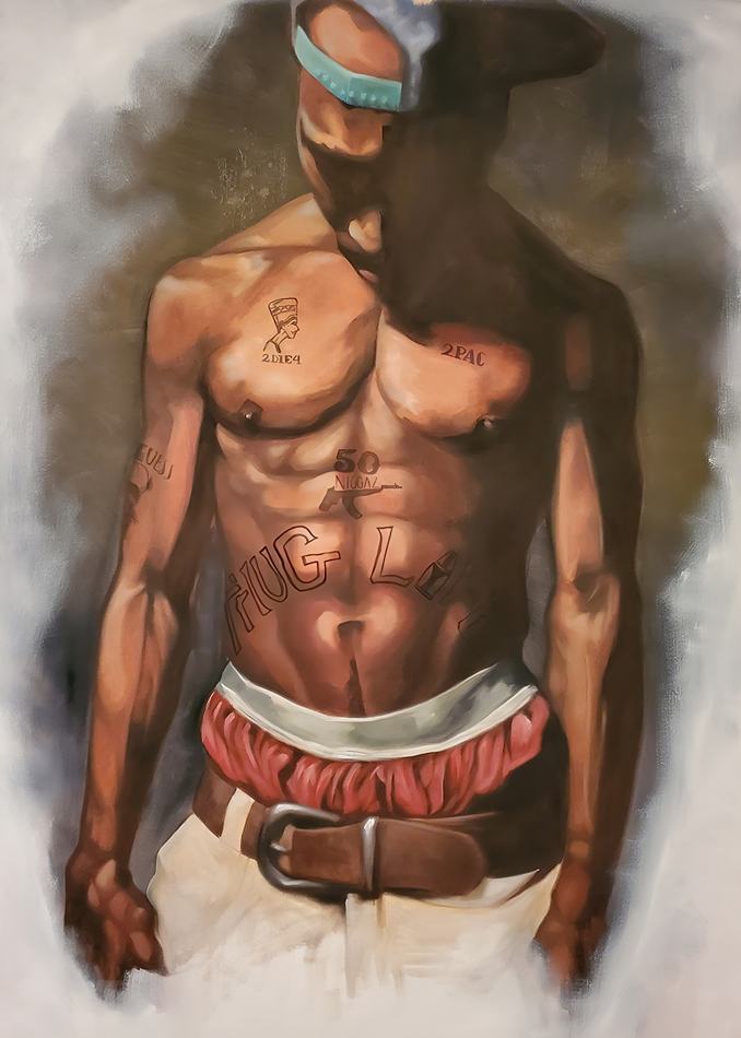 Thug Life, torso study referencing Tupac Shakur